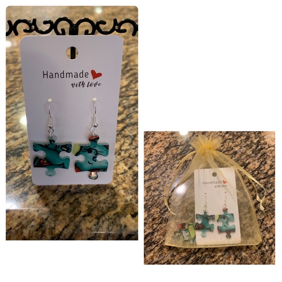 Handmade puzzle earrings - Picture 1 of 10